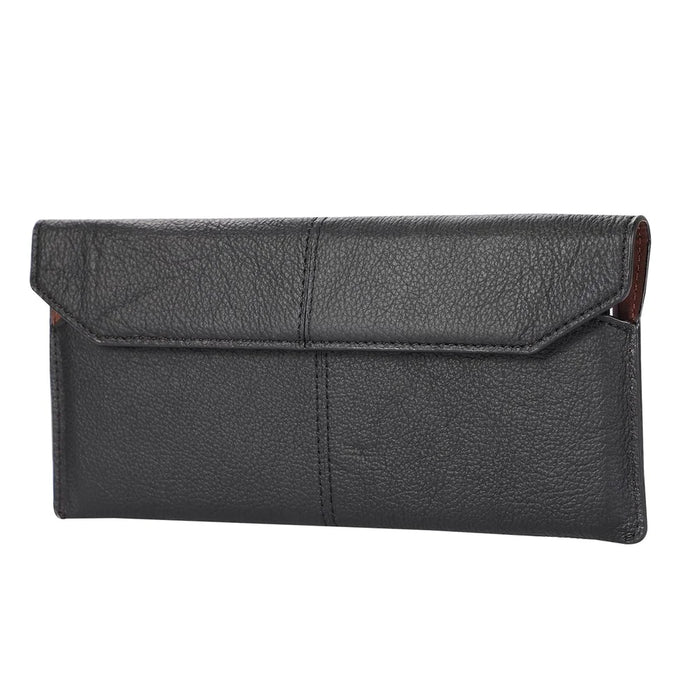 Universal Envelop Style Leather Pouch Case for iPhone 12 mini and Other Phones within 4.7 Inches- Black - 7