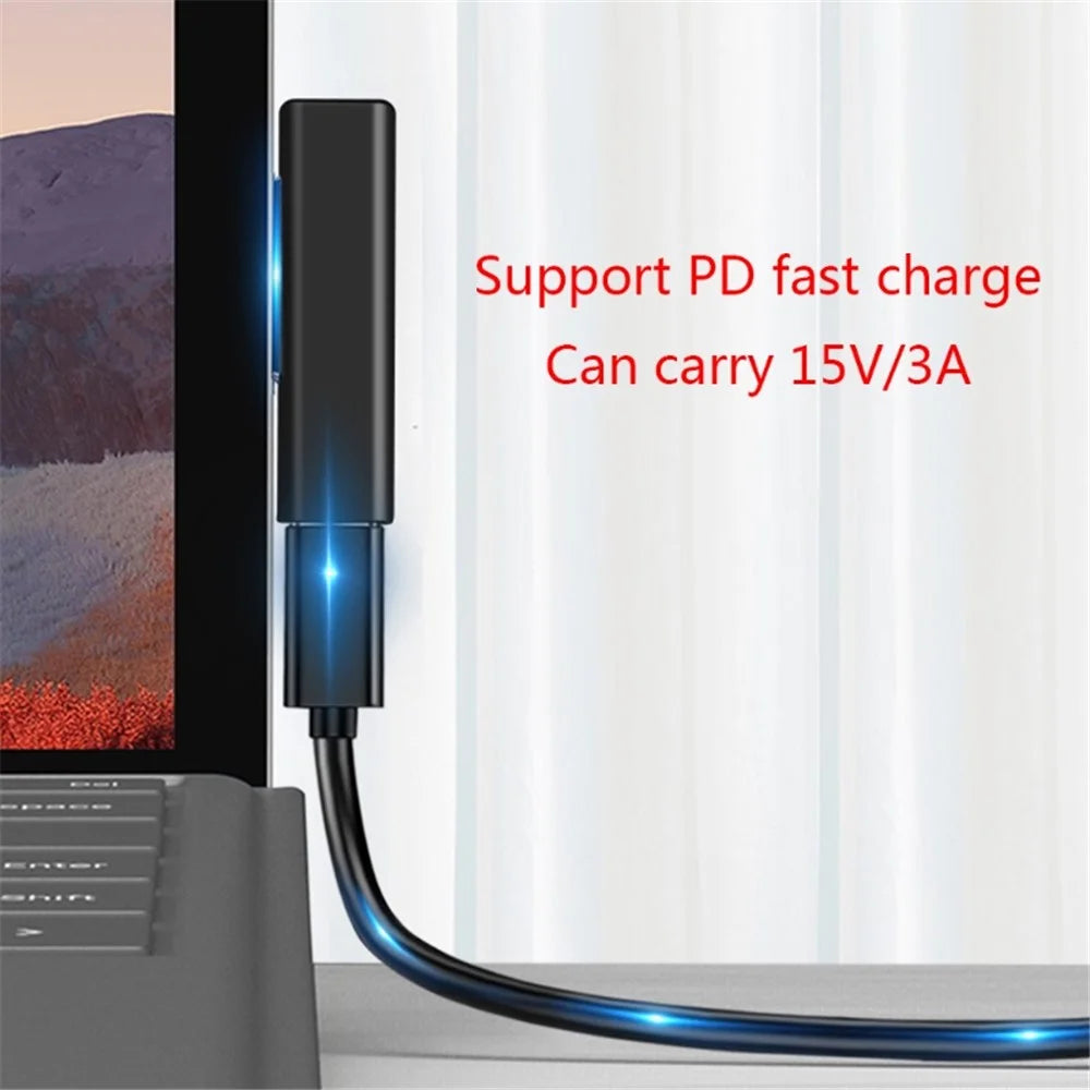 Type-C Female PD Converter USB C Adapter for Microsoft Surface Pro 3 / 4 / 5 / 6 - 7