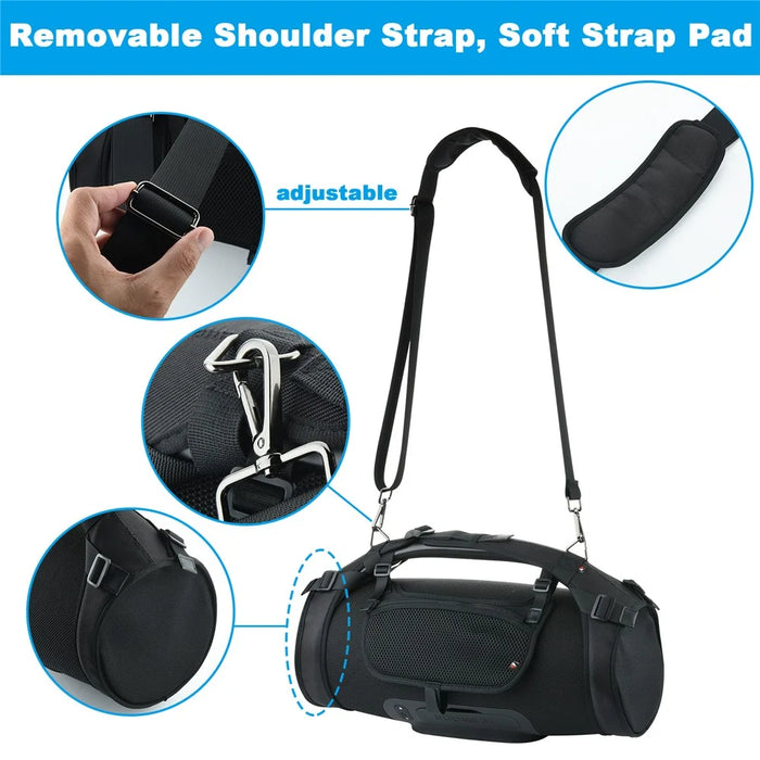 Bluetooth-compatible Speaker Protective Case with Side Pocket Removable Shoulder Strap for JBL Boombox - 4