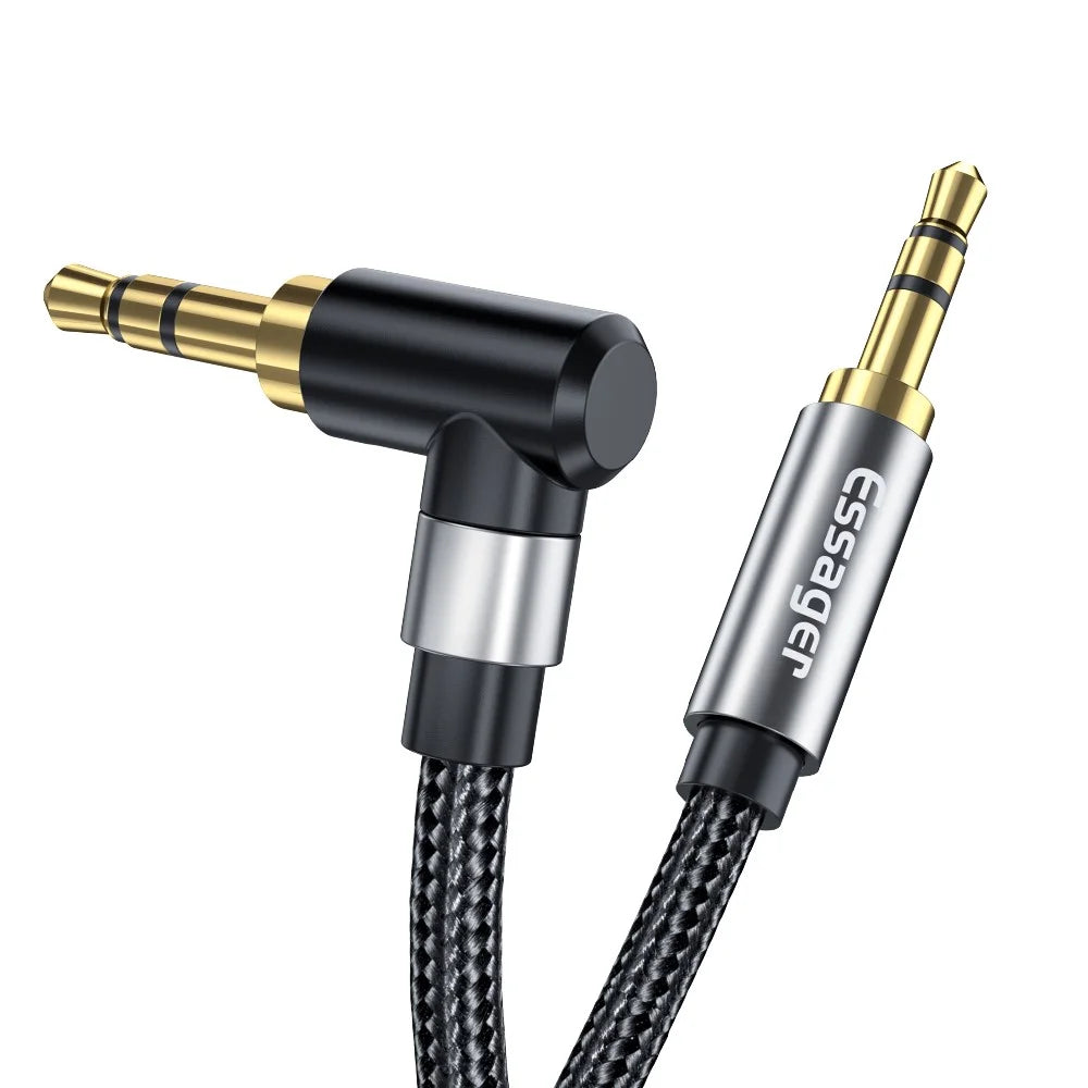 ESSAGER 3.5mm Jack Male to Male Audio AUX Cable for PC Mobile Phone Speaker, 1.5m - Black - 2