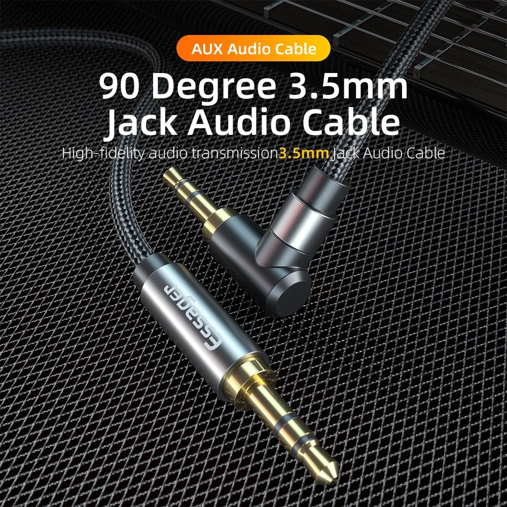 ESSAGER 3.5mm Jack Male to Male Audio AUX Cable for PC Mobile Phone Speaker, 1.5m - Black - 3