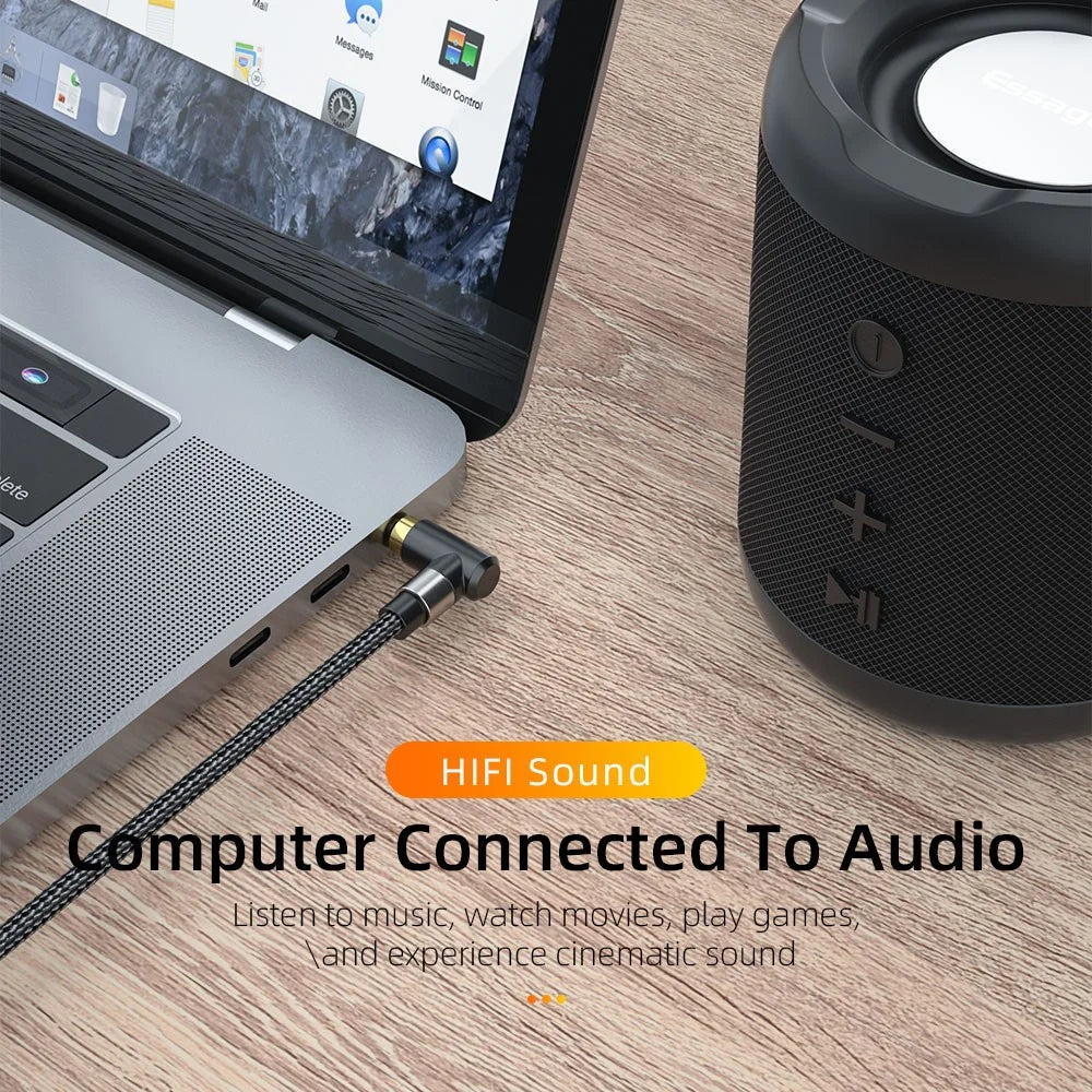 ESSAGER 3.5mm Jack Male to Male Audio AUX Cable for PC Mobile Phone Speaker, 1.5m - Black - 7