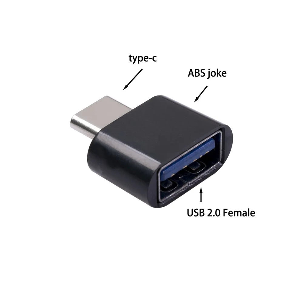 1344T Type C OTG USB 3.1 to USB 2.0 Adapter Connector High Speed Cell Phone Converter for Samsung Hauwei - Black - 3