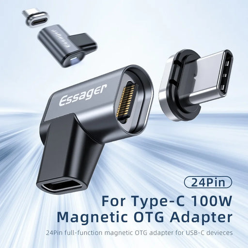 ESSAGER EZJCX-KTZ0G 24-Pin Magnetic Type-C OTG Adapter USB-C 3.1 Fast Charging Data Converter 10Gbs Data Sync Connector - 2