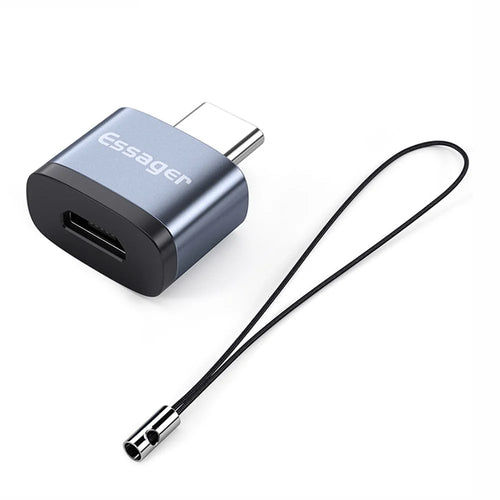 ESSAGER USB 2.0 OTG Adapter Micro USB Female to Type-C USB 3.1 Male Converter Support Charging Data Transmission - 1