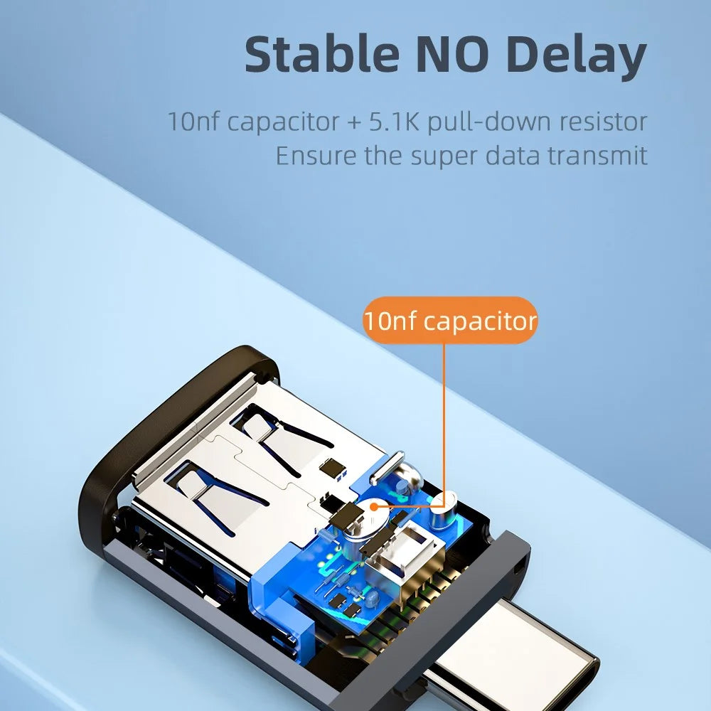 ESSAGER Mini USB 3.0 Adapter Mobile Phone USB Female to Type-C Male OTG Adapter Converter Connector - 4