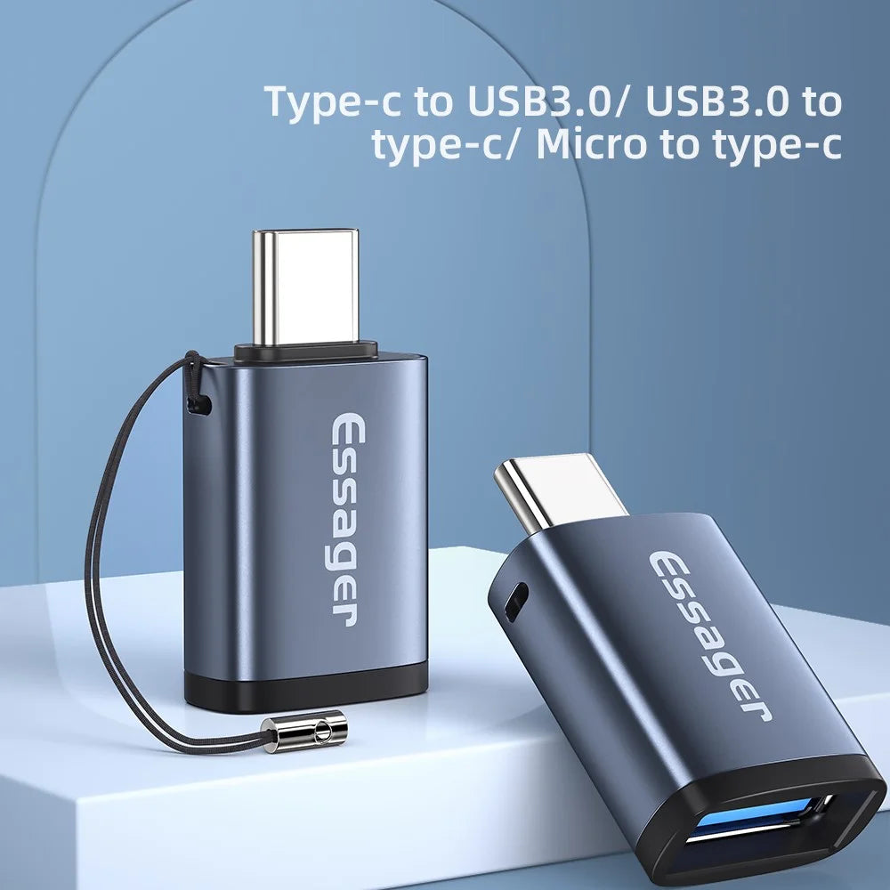 ESSAGER Mini USB 3.0 Adapter Mobile Phone USB Female to Type-C Male OTG Adapter Converter Connector - 5