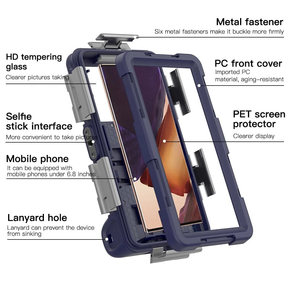 SHELLBOX Diving Case II 15m Underwater Universal Full Body Phone Shell IPX8 Waterproof Cover with Anti-Lost Rope - Blue - 5