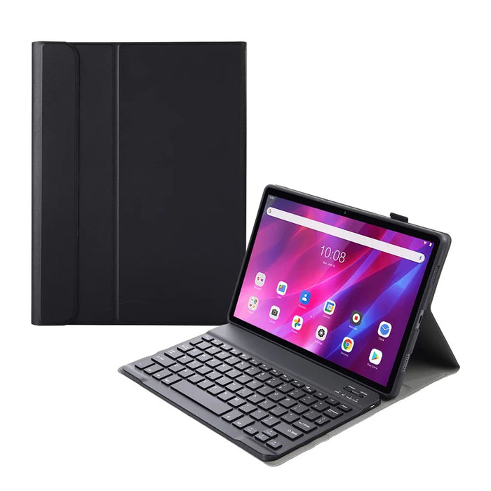 AK10 Detachable 2-in-1 Leather Stand Case with Bluetooth Keyboard for Lenovo Tab K10 TB-X6C6X - Black - 1