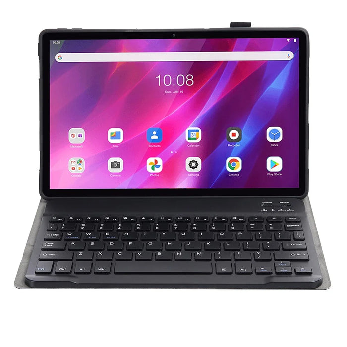 AK10 Detachable 2-in-1 Leather Stand Case with Bluetooth Keyboard for Lenovo Tab K10 TB-X6C6X - Black - 2
