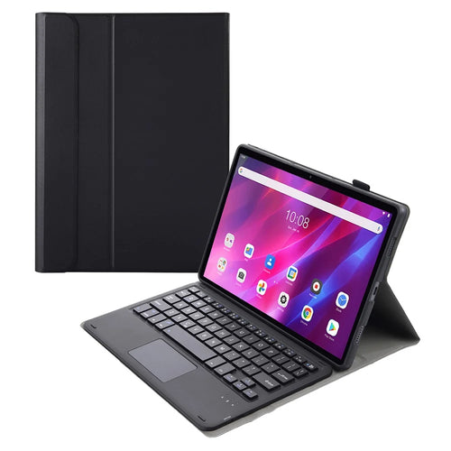 AK10-A Leather Stand Case Bluetooth-compatible Keyboard with Touchpad for Lenovo Tab K10 TB-X6C6X - Black - 1