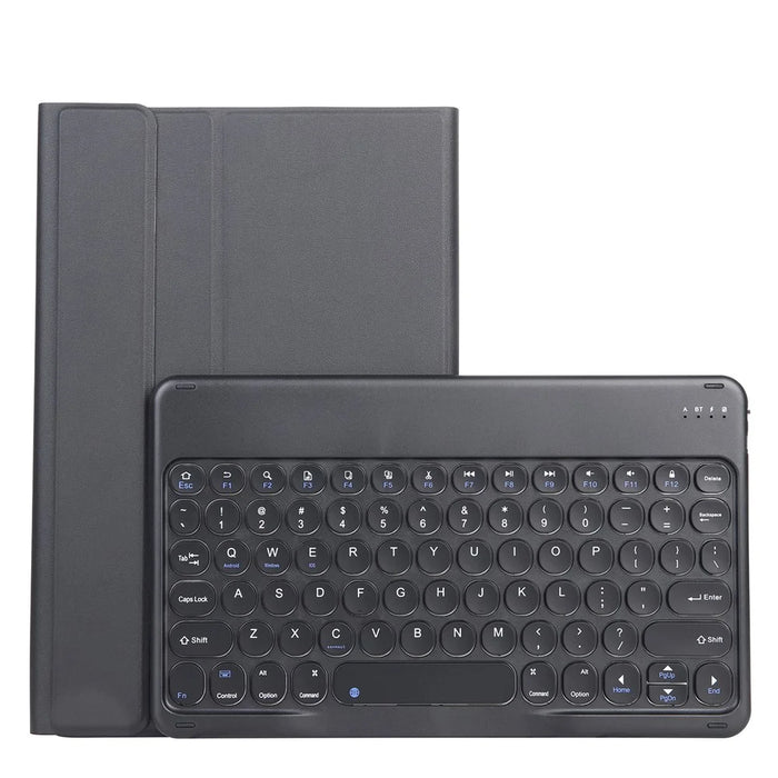 YAK10 2-in-1 Leather Stand Case with Round Keycap Bluetooth-compatible Keyboard for Lenovo Tab K10 TB-X6C6X - Black - 2