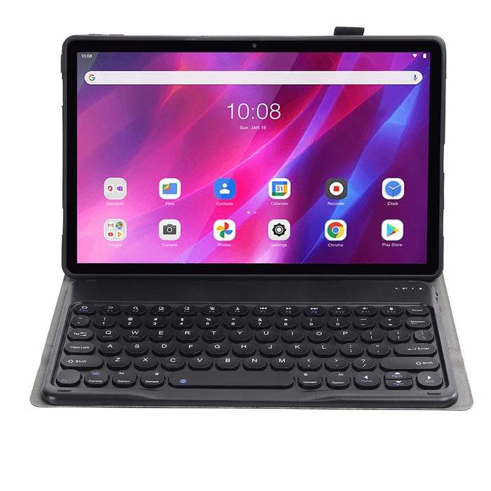 YAK10 2-in-1 Leather Stand Case with Round Keycap Bluetooth-compatible Keyboard for Lenovo Tab K10 TB-X6C6X - Black - 3