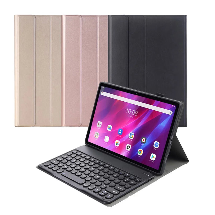 YAK10 2-in-1 Leather Stand Case with Round Keycap Bluetooth-compatible Keyboard for Lenovo Tab K10 TB-X6C6X - Black - 6