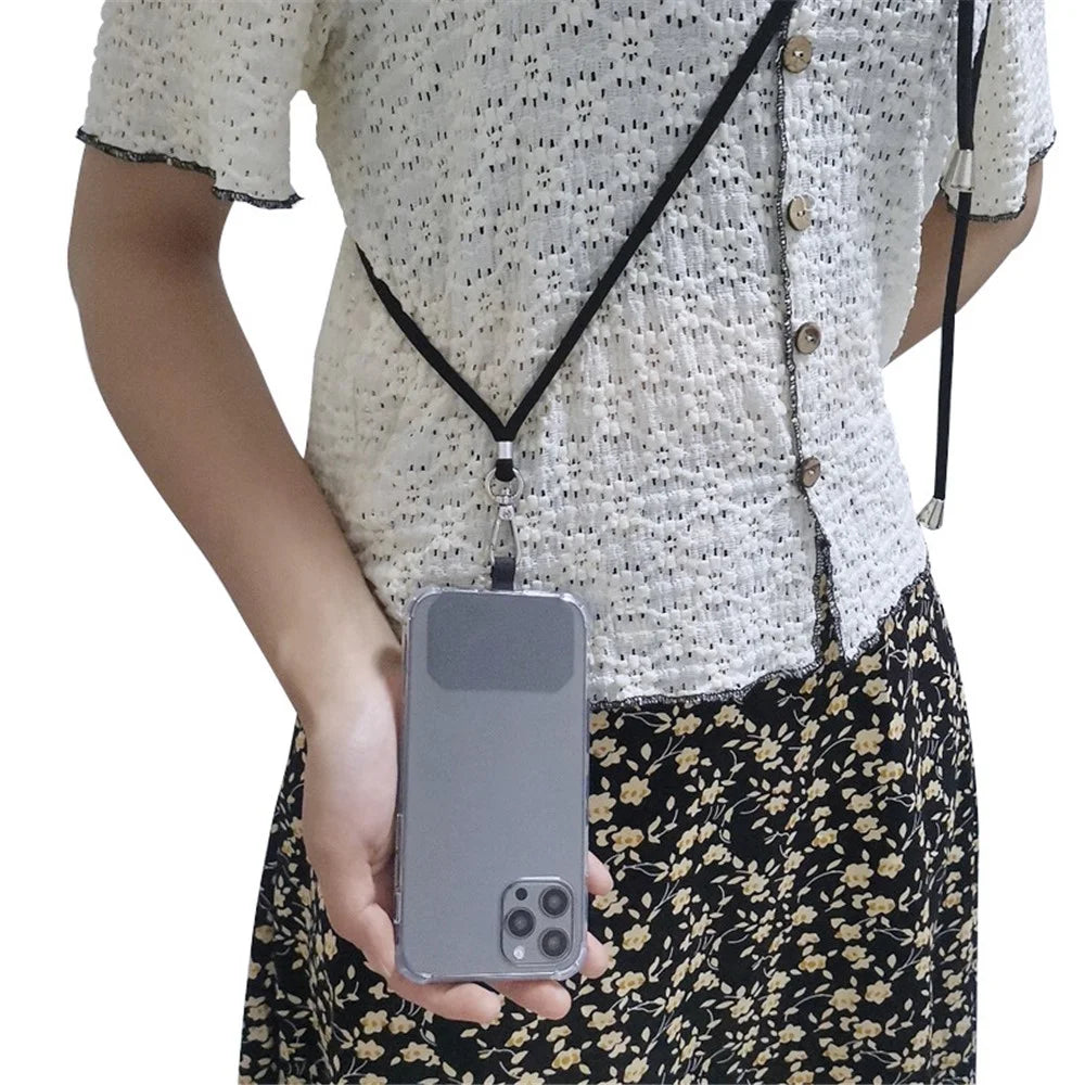 5 Sets/Pack Detachable Adjustable Phone Lanyard Anti-lost Badges Tether Patches Mobile Ropes Neck Straps - Dark Blue - 2