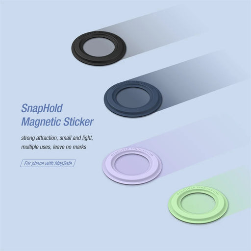 NILLKIN 2Pcs Slim and Compact  Strong Magnet Absorption SnapHold Magnetic Sticker for Smartphones - Black - 2
