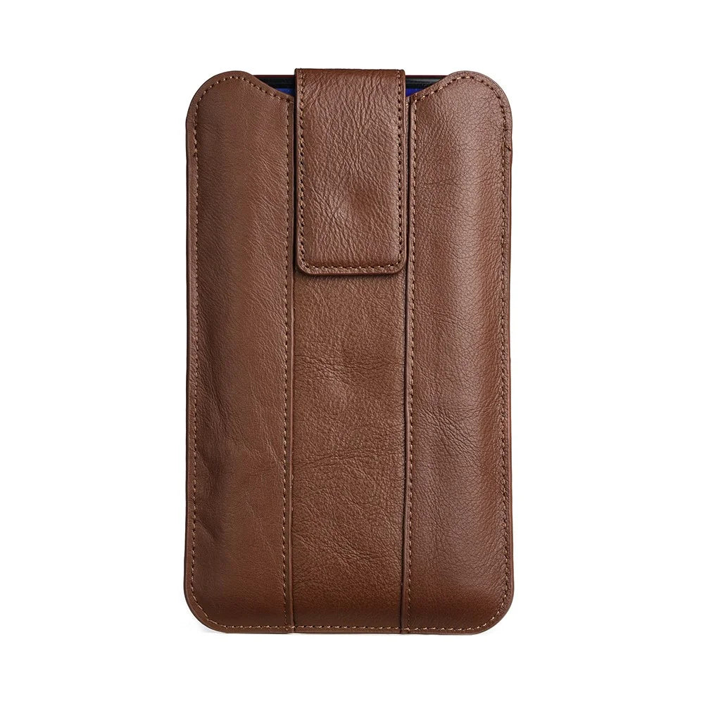 Top Layer Cowhide Leather Cell Phone Belt Clip Holster Cover Pouch Case Waist Bag for 5.5-6.5 inch Phone - Coffee - 2