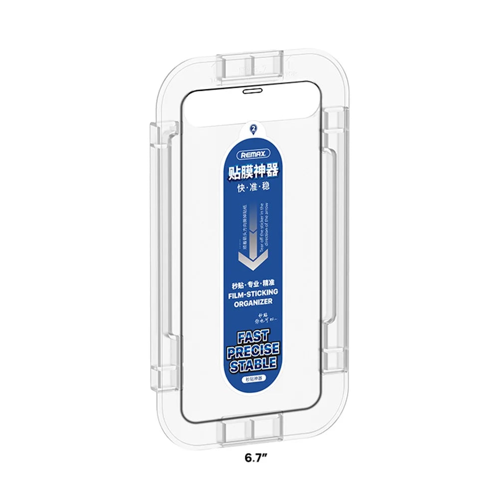REMAX Monarch Series Wear-Resistant Tempered Glass Screen Film Installation Frame Shell Transparent Film-Sticking Case for iPhone 12 Pro Max 6.7 inch - 3
