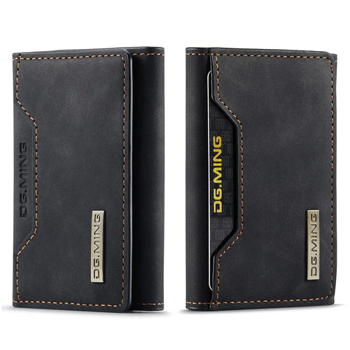 DG.MING M2 Series PU Leather Tri-Fold Multiple Card Slots Holder Pocket Purse - Black - 1
