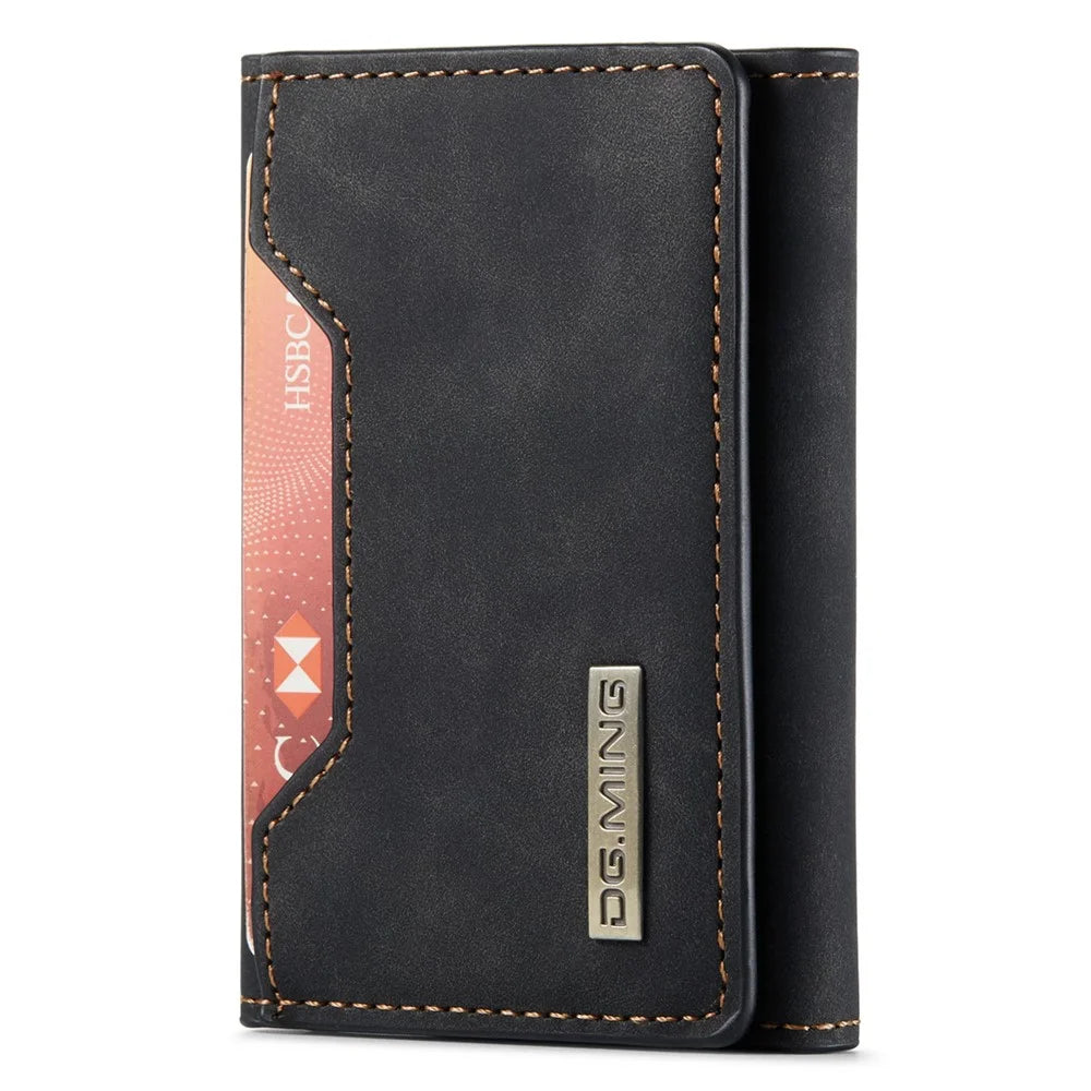 DG.MING M2 Series PU Leather Tri-Fold Multiple Card Slots Holder Pocket Purse - Black - 2