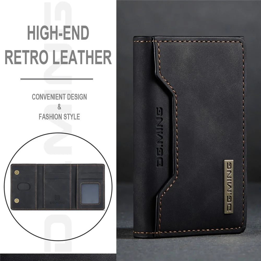 DG.MING M2 Series PU Leather Tri-Fold Multiple Card Slots Holder Pocket Purse - Black - 6
