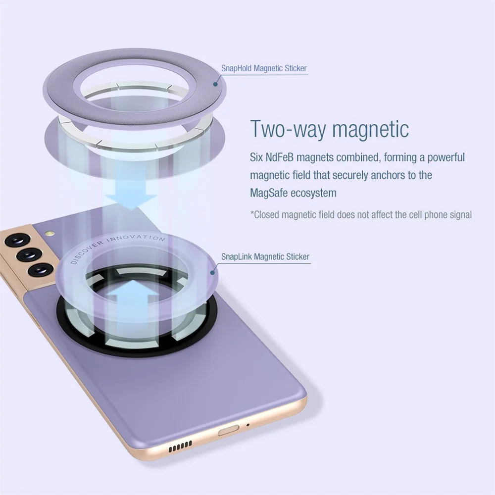 NILLKIN 2Pcs Universal Mobile Phone Round Magnetic Sticker Rings for Magsafe Wireless Charger - Blue - 4