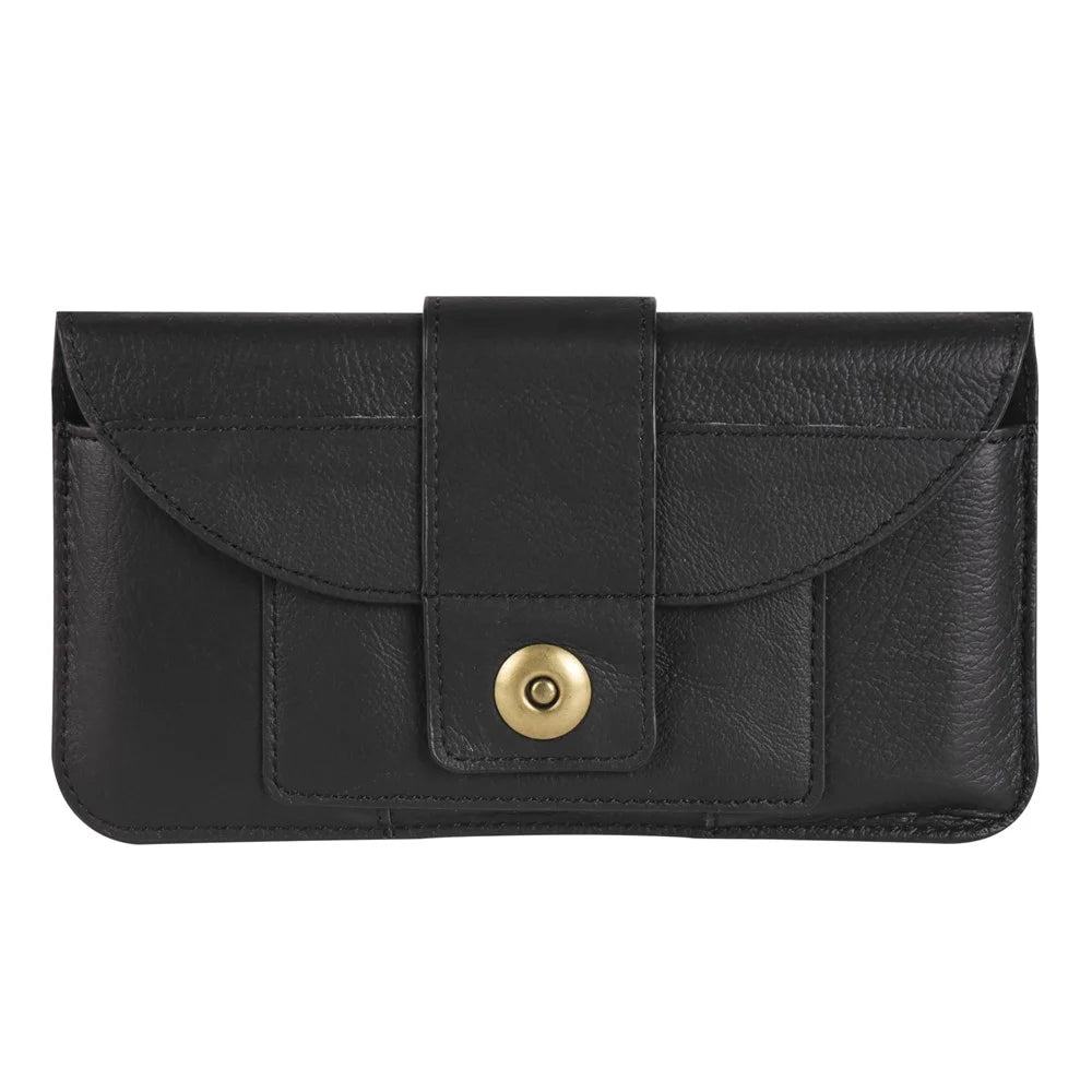 Horizontal Style Cowhide Leather Waist Belt Loop Phone Case Mobile Bag Pouch for 7.2-inch Phone - Black - 3