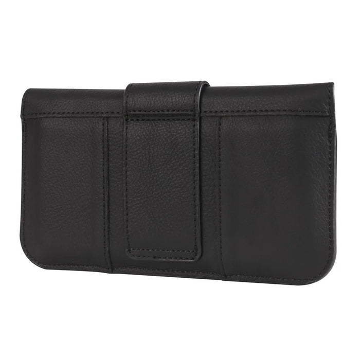 6.7-inch Phone Bag Cowhide Leather Horizontal Style Waist Belt Phone Pouch - Black - 2