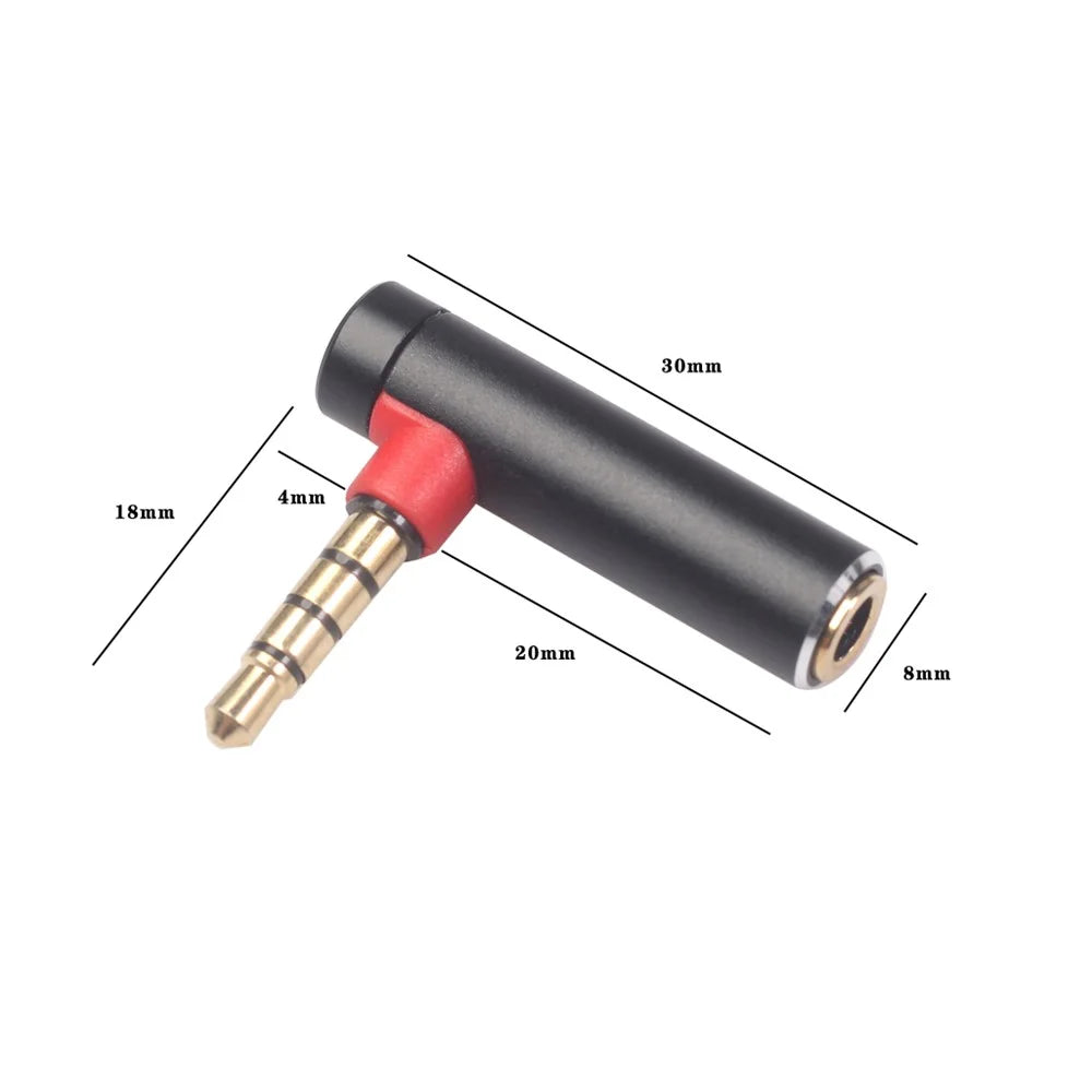 3.5mm Male to Female 90-Degree Adapter Converter for Headset Phone Laptop - Black - 6