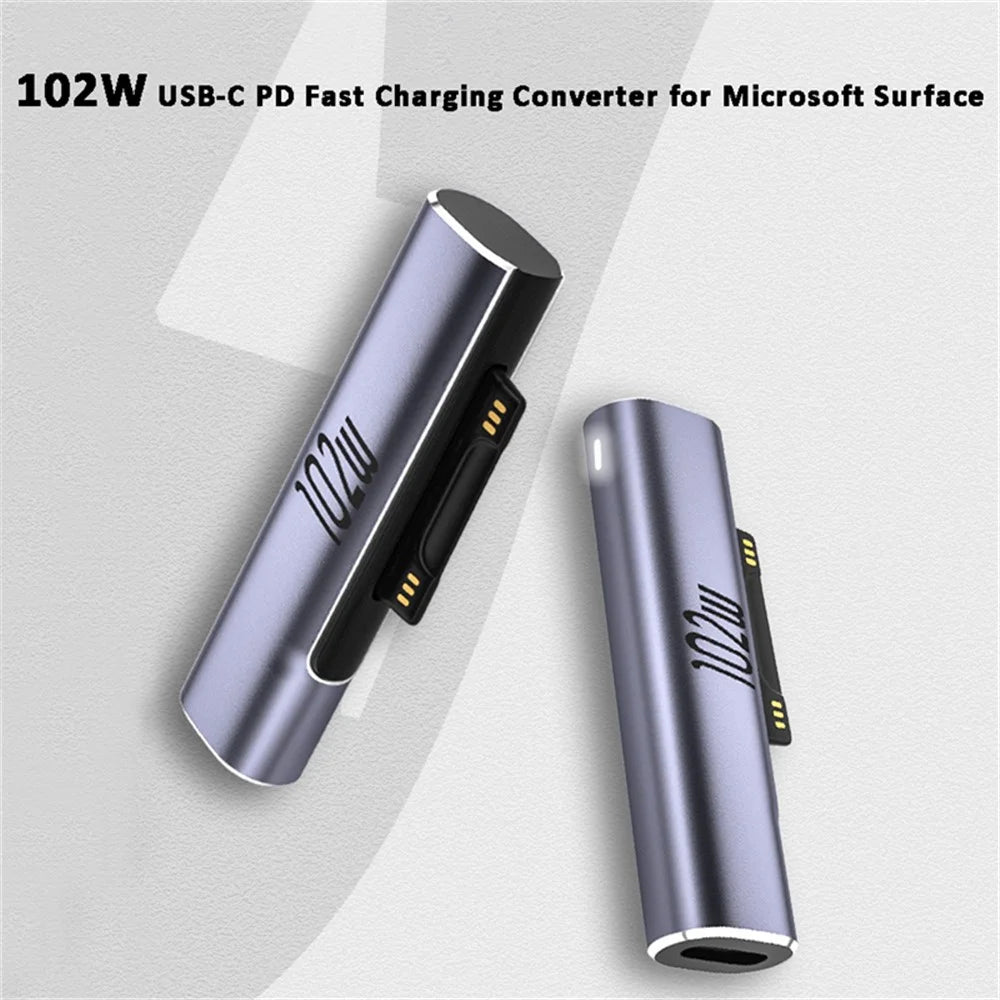 102W Type-C Female to Surface Charge Adapter USB-C PD Fast Charging Converter for Microsoft Surface - 2