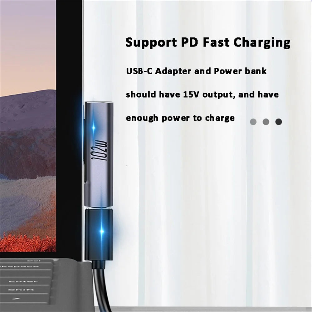 102W Type-C Female to Surface Charge Adapter USB-C PD Fast Charging Converter for Microsoft Surface - 6