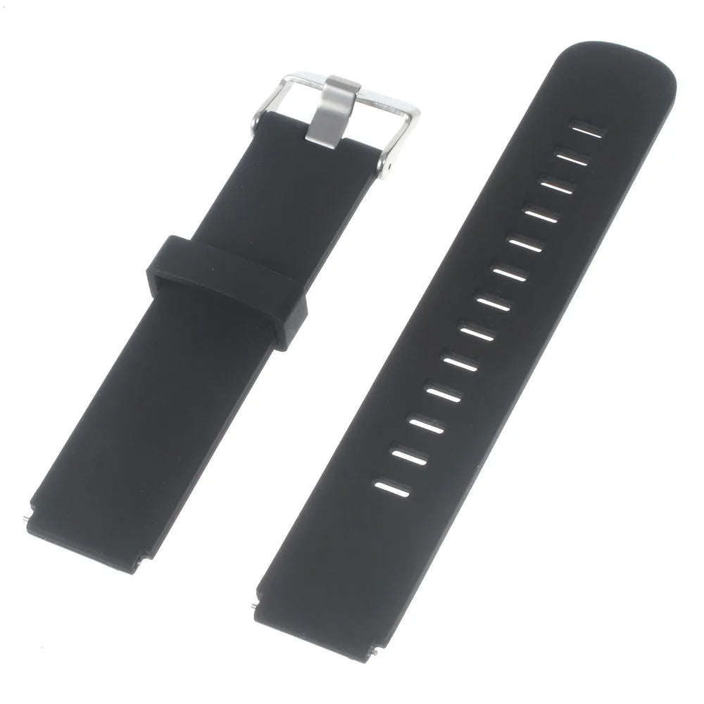 Silicone Watch Band Strap with Steel Buckle for Huawei Watch - Black - 1