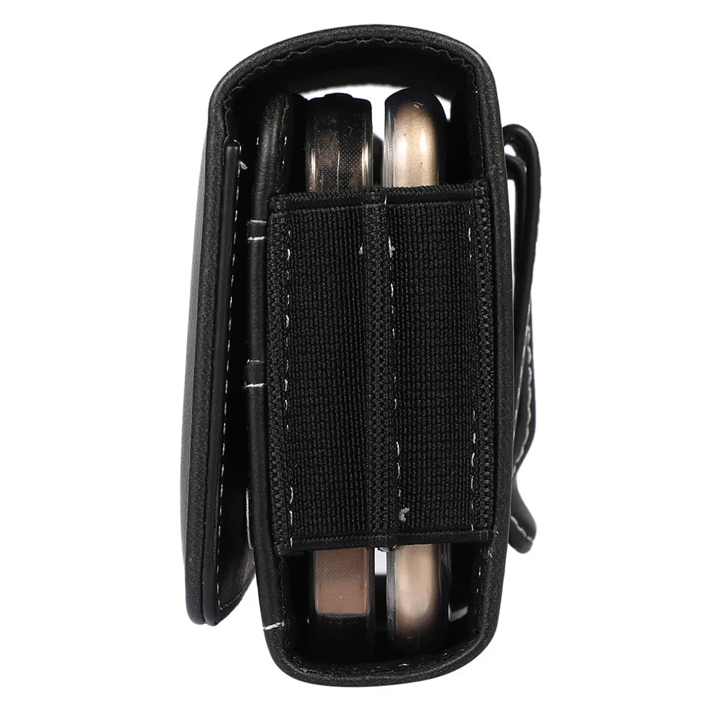 Horizontal PU Leather Cell Phone Pouch Belt Clip Belt Loop Holster Waist Card Holders Case for 6.7-inch Phone - Black - 6