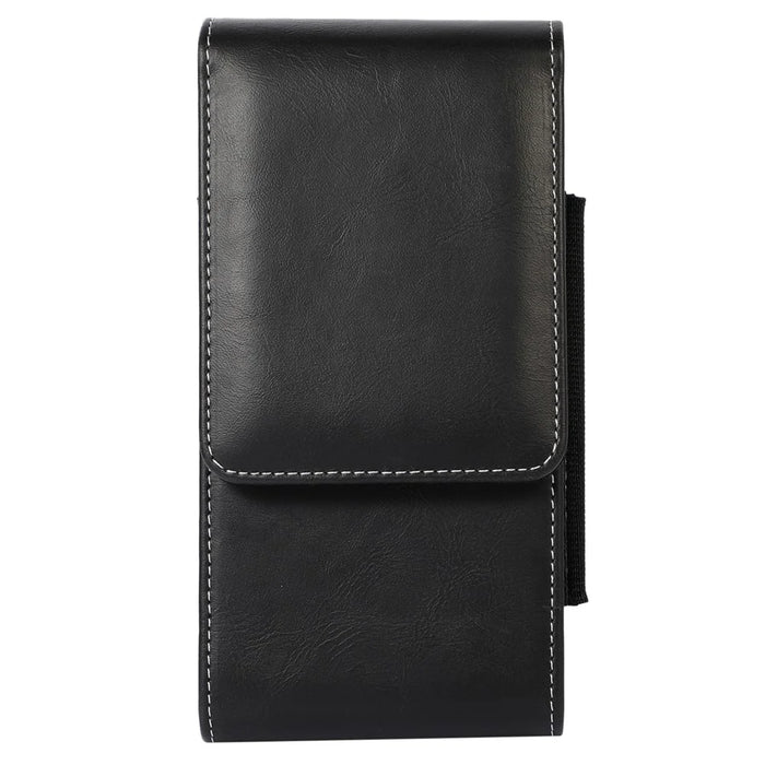 Vertical Cell Phone Belt Holster PU Leather Belt Clip Case with Card Slots for 6.7-inch Phone - Black - 2