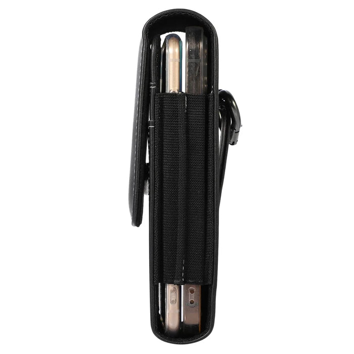 Vertical Cell Phone Belt Holster PU Leather Belt Clip Case with Card Slots for 6.7-inch Phone - Black - 5