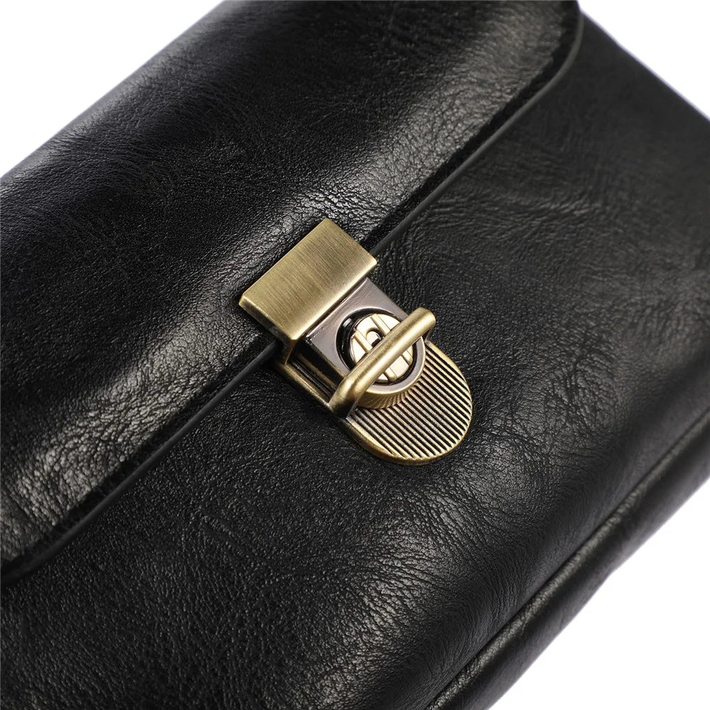 PU Leather Pouch for 7.2inch Phone, Horizontal Zipper Pocket Belt Loop Holder Loops Carrying Case - Black - 7
