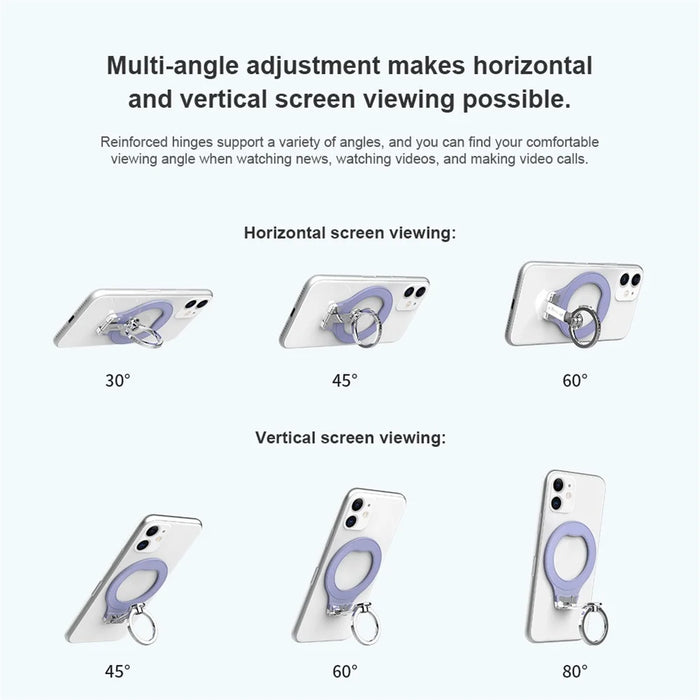 NILLKIN SnapGrip Stick-On Adhesive Type Magnetic Wireless Charging Ring Holder - Purple - 5