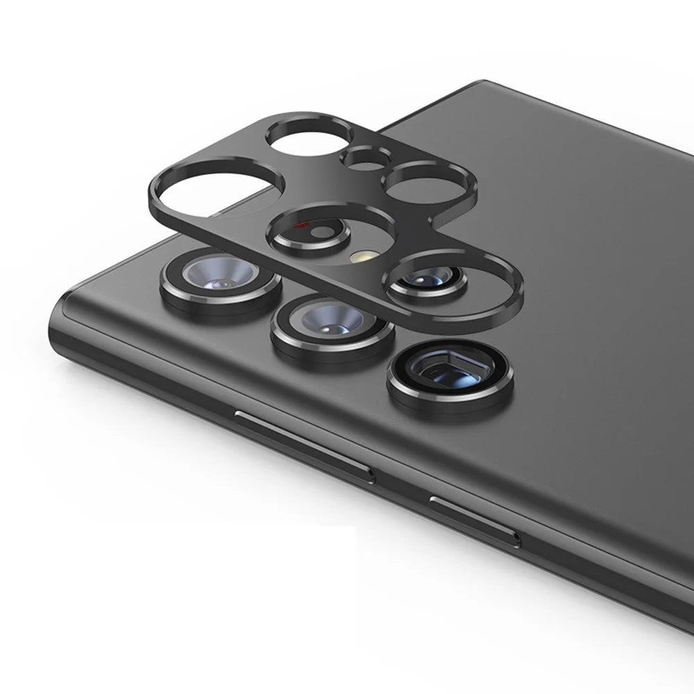 ENKAY HAT PRINCE Camera Lens Edge Protector for Samsung Galaxy S22 Ultra 5G, Scratch-Resistant Aluminum Alloy Frame Tough Protective Cover Sticker - Black - 1