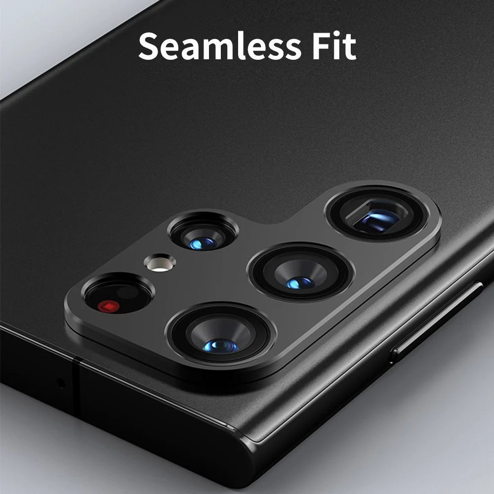 ENKAY HAT PRINCE Camera Lens Edge Protector for Samsung Galaxy S22 Ultra 5G, Scratch-Resistant Aluminum Alloy Frame Tough Protective Cover Sticker - Black - 2