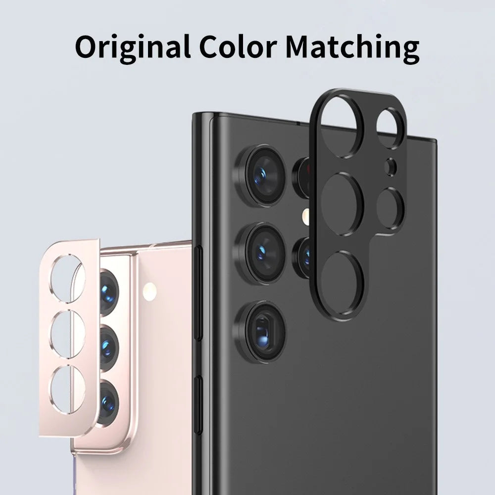 ENKAY HAT PRINCE Camera Lens Edge Protector for Samsung Galaxy S22 Ultra 5G, Scratch-Resistant Aluminum Alloy Frame Tough Protective Cover Sticker - Black - 3