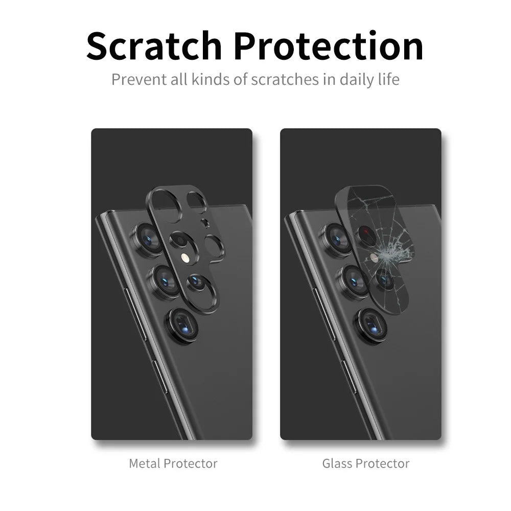 ENKAY HAT PRINCE Camera Lens Edge Protector for Samsung Galaxy S22 Ultra 5G, Scratch-Resistant Aluminum Alloy Frame Tough Protective Cover Sticker - Black - 5