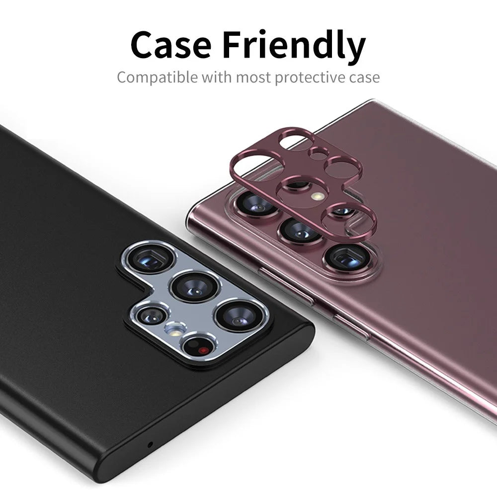ENKAY HAT PRINCE Camera Lens Edge Protector for Samsung Galaxy S22 Ultra 5G, Scratch-Resistant Aluminum Alloy Frame Tough Protective Cover Sticker - Black - 6