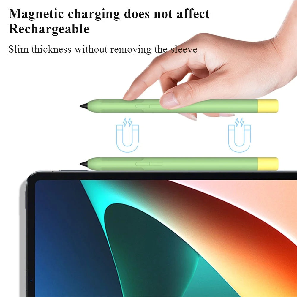For Xiaomi Inspired Stylus Anti-Slip Case Liquid Silicone Holder Sleeve Skin Cover with Pen Cap - Sky Blue - 4