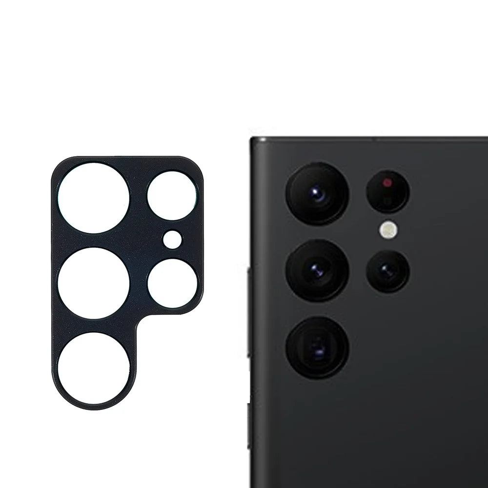 For Samsung Galaxy S22 Ultra 5G Camera Lens Edge Protector Film Scratch-Resistant Metal Frame Camera Cover - Black - 1