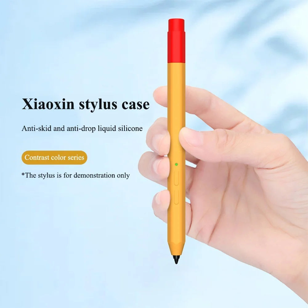 For Lenovo Xiaoxin Stylus Contrast Color Liquid Silicone Protective Pencil Case Wrap Cover Sleeve - Pink - 3