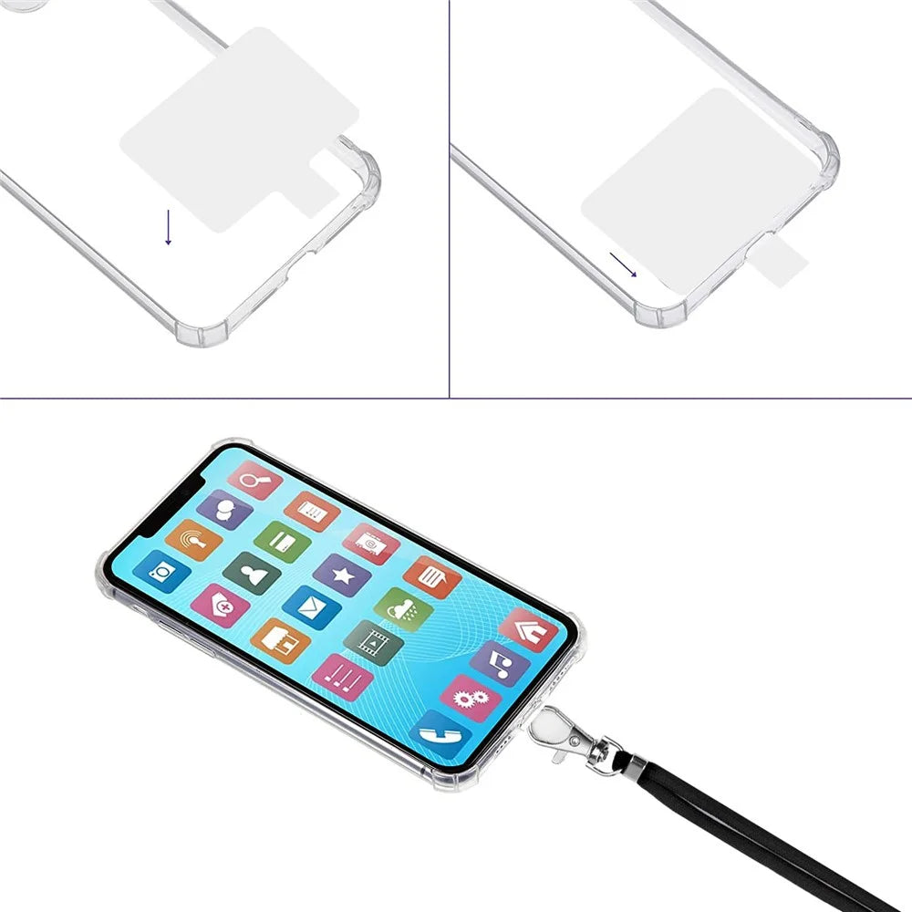 1.5m Universal Crossbody Body Phone Lanyard with Patch Adjustable Shoulder Strap Cellphone Neck Strap - Black - 2