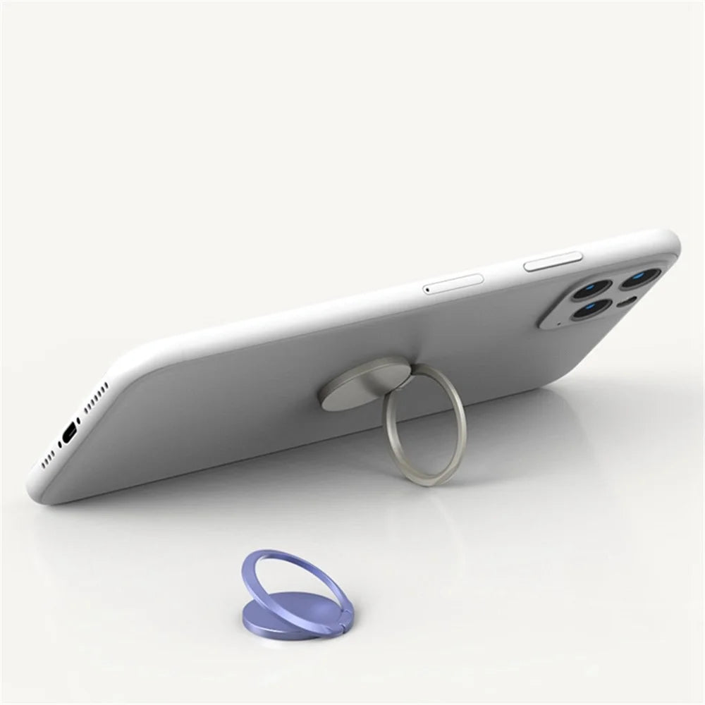 Solid Color Zinc Alloy Finger Ring Grip Stand Phone Finger Holder Kickstand - Purple - 3
