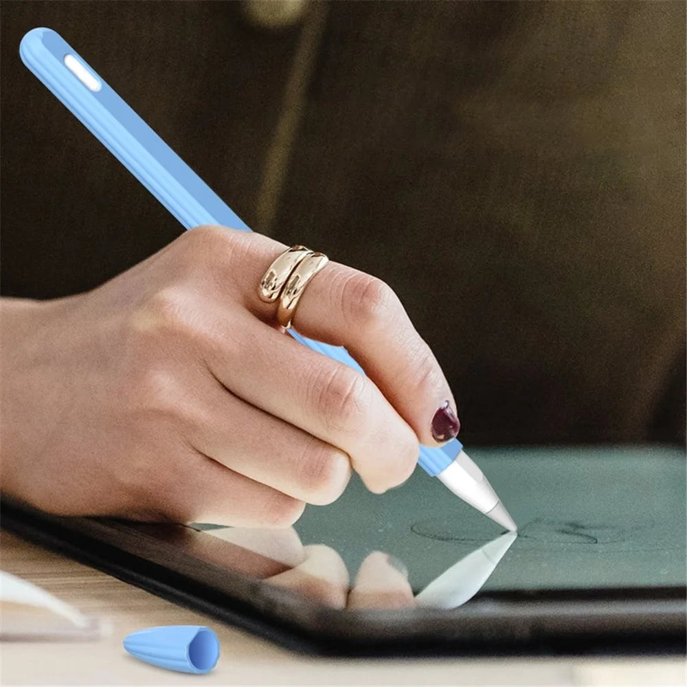 For Apple Pencil Pro / Pencil (2nd Generation) Anti-Slip Liquid Silicone Stylus Pen Sleeve Stylus Pen Cover - White - 5