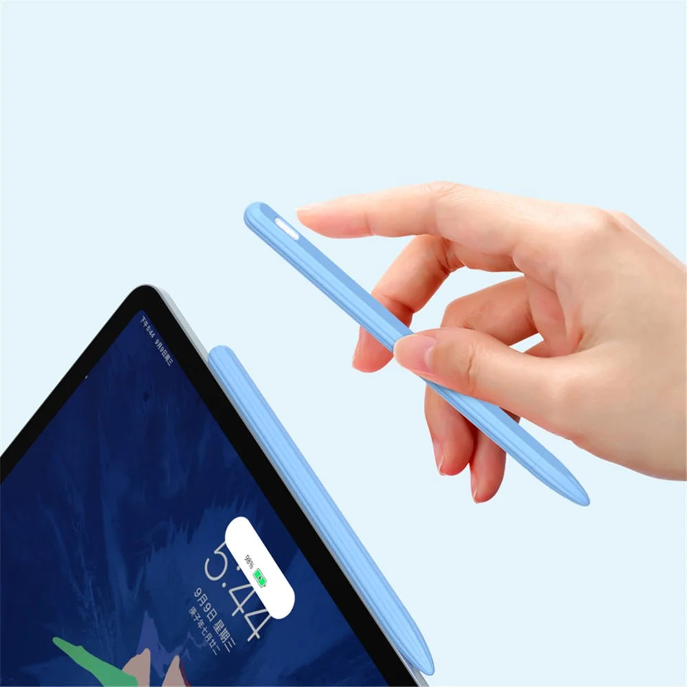 For Apple Pencil Pro / Pencil (2nd Generation) Anti-Slip Liquid Silicone Stylus Pen Sleeve Stylus Pen Cover - White - 6