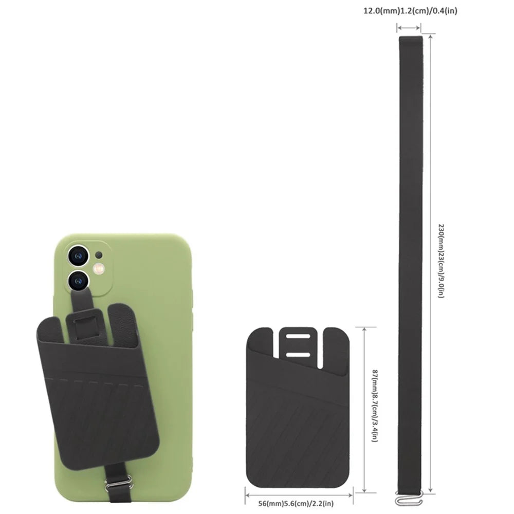 Universal Stretching Silicone Phone Strap Card Holder Credit ID Card Case Pocket - Purple - 6